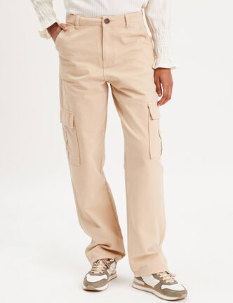 Pantalon large cargo sable femme