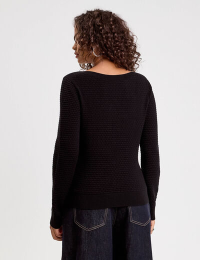 Pull col bateau noir femme