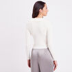 Gilet cropped zippé col bardot ecru femme