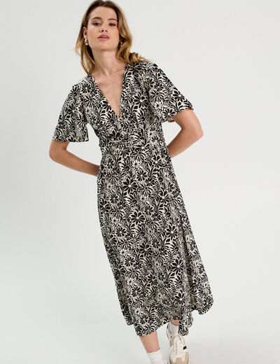 Robe longue évasée blanc femme
