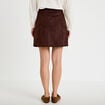 Jupe trap&egrave;ze courte aspect daim marron fonc&eacute; femme