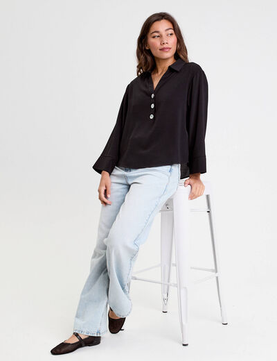 Blouse manches longues noir femme