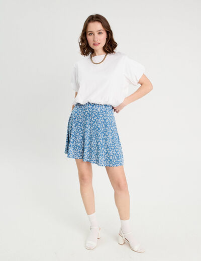 Jupe-short patineuse bleu clair femme