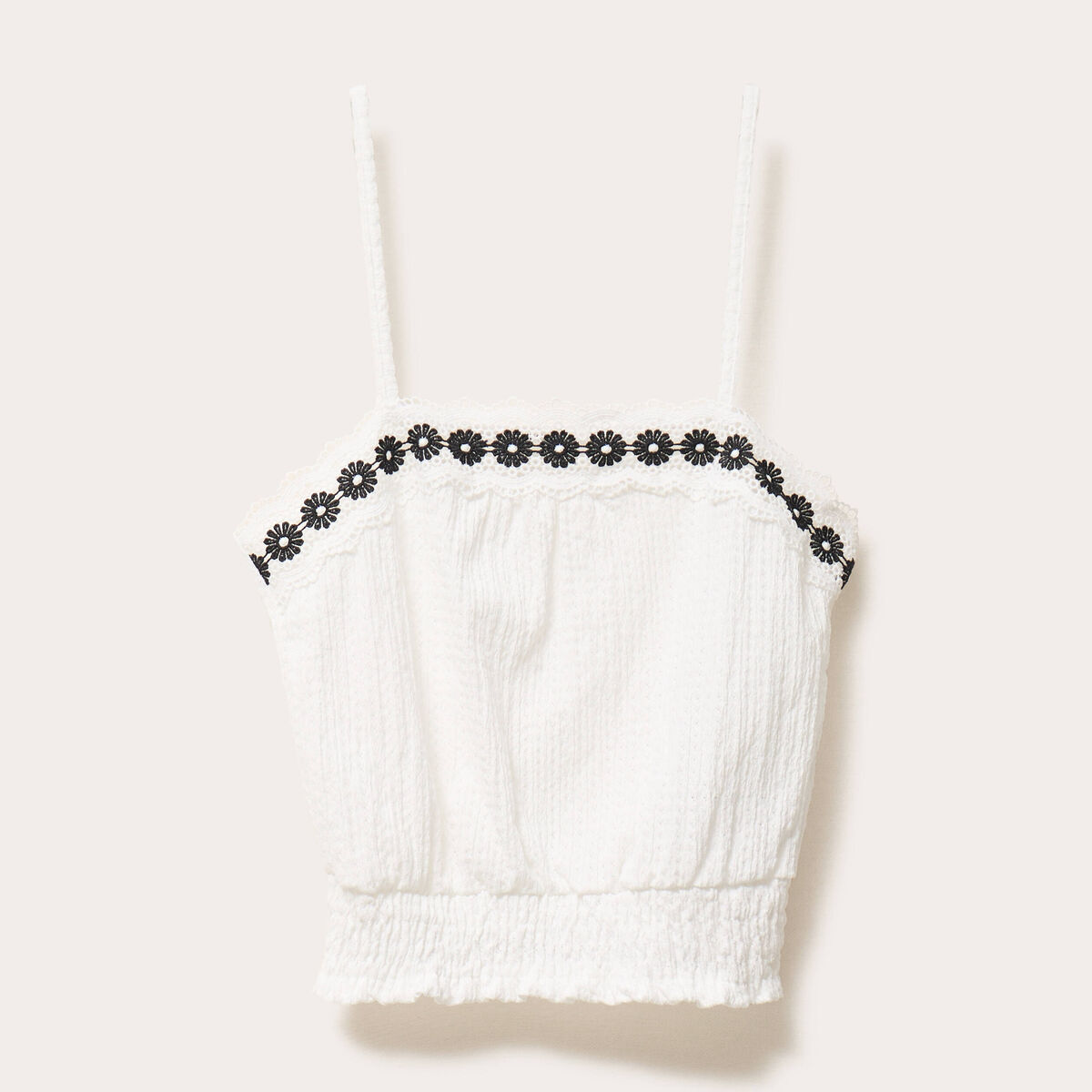 top droit court sans manches ecru femme