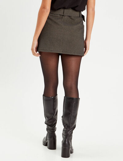 Jupe droite ceinturée noir femme