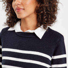 pull manches longues 2 en 1 ecru femme Pull manches longues 2-en-1 ecru femme