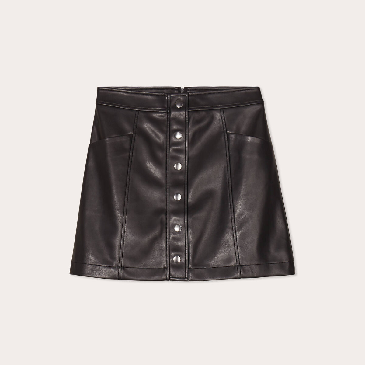 Jupe trapèze simili cuir noir femme