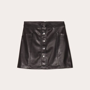 Jupe trapèze simili cuir noir femme