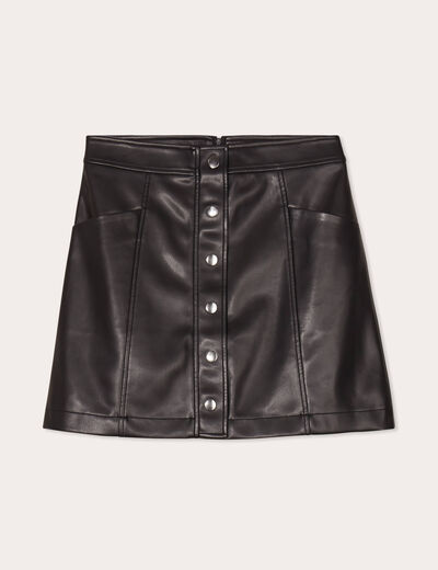 Jupe trapèze simili cuir noir femme