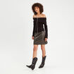 Jupe évasée simili cuir noir femme
