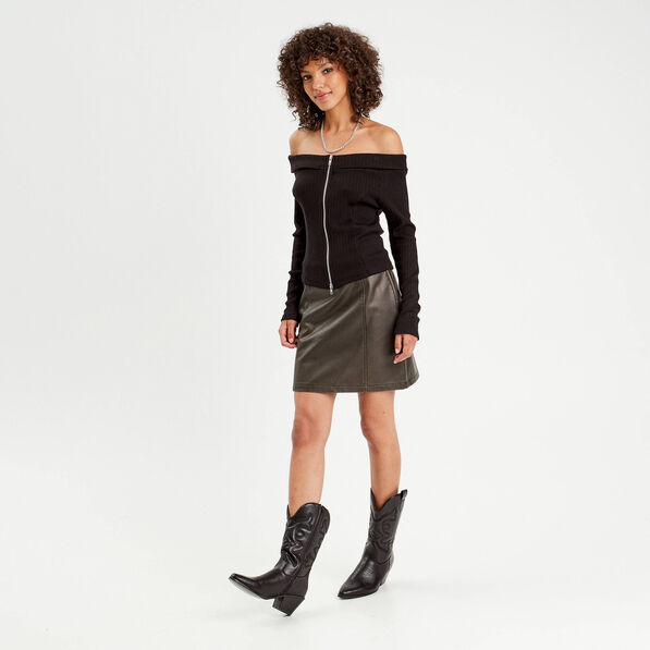 jupe evasee simili cuir noir femme Jupe évasée simili cuir noir femme