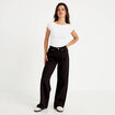 Jean wide leg taille haute denim noir femme