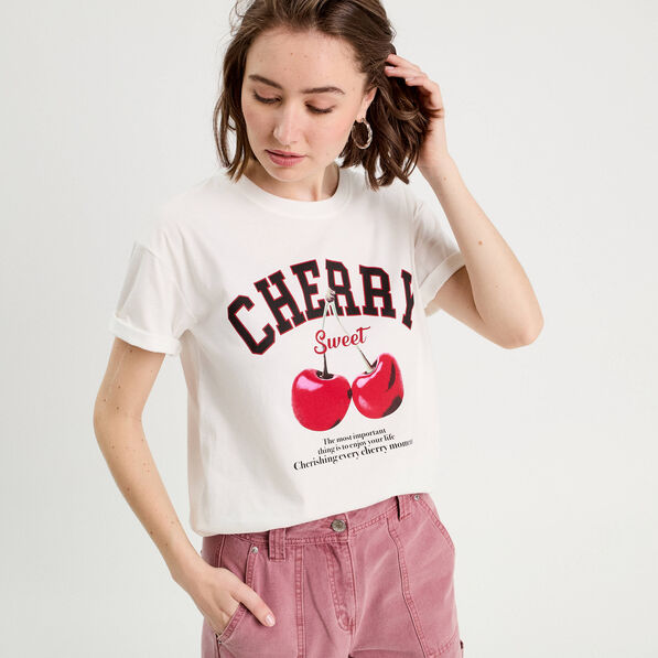 t shirt manches courtes ecru femme T-shirt manches courtes ecru femme