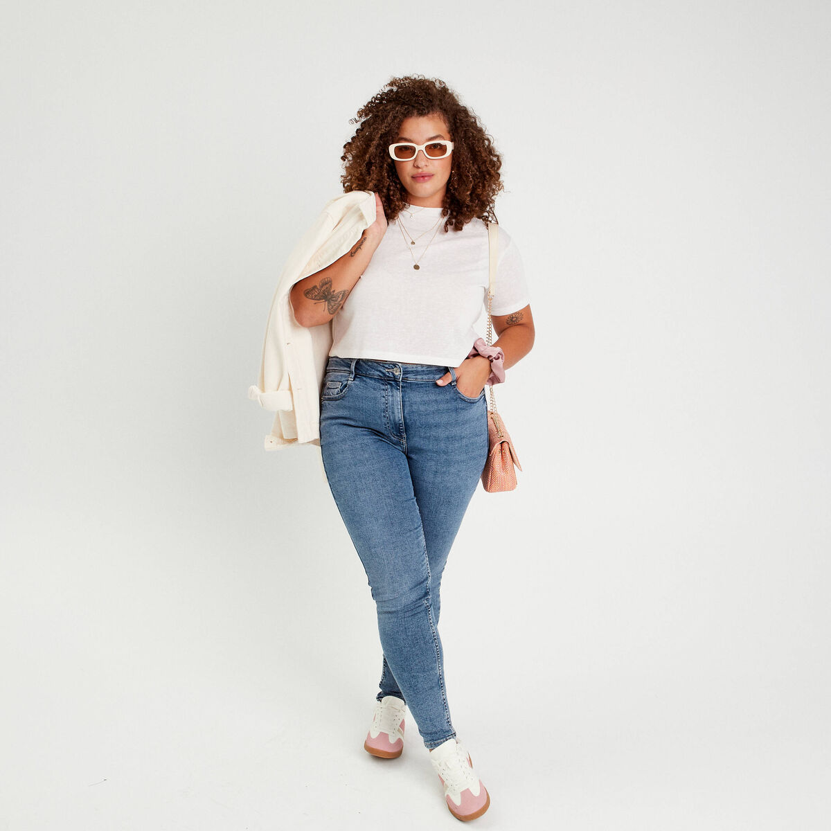 Jeans skinny taille haute denim double stone femme