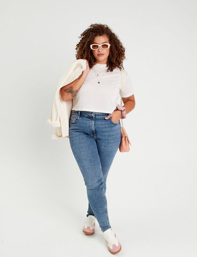 Jeans skinny taille haute denim double stone femme