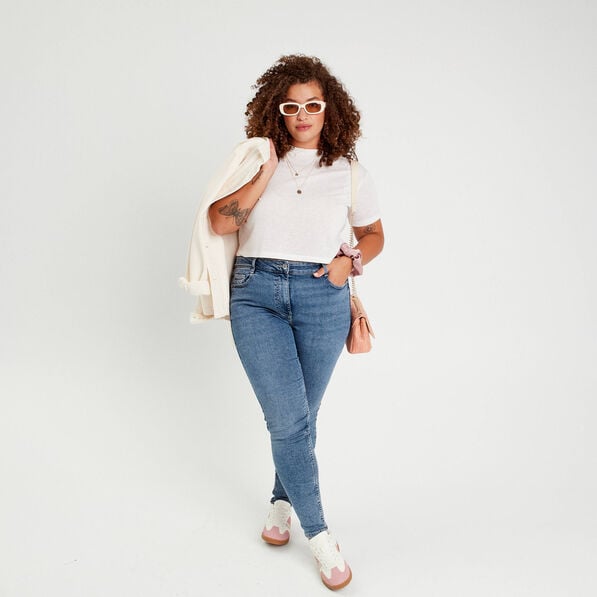 jeans skinny taille haute denim double stone femme Jeans skinny taille haute denim double stone femme
