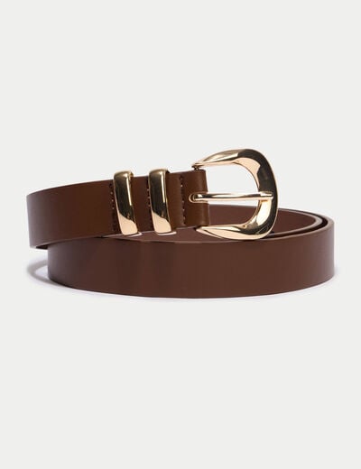 Ceinture fine marron fonc&eacute; femme