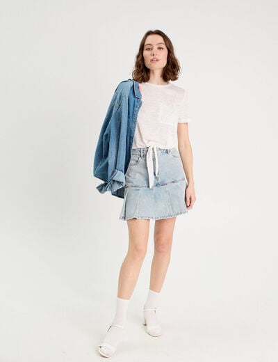 T-shirt détail noeud ecru femme