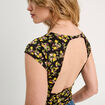 Blouse dos ouvert noir femme