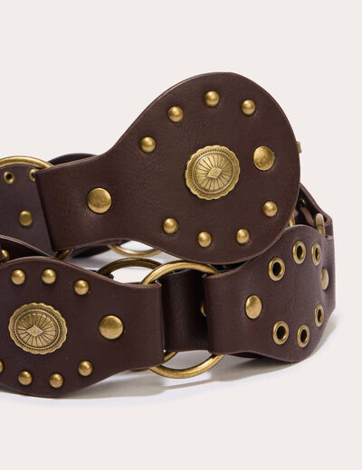 Ceinture large marron fonc&eacute; femme