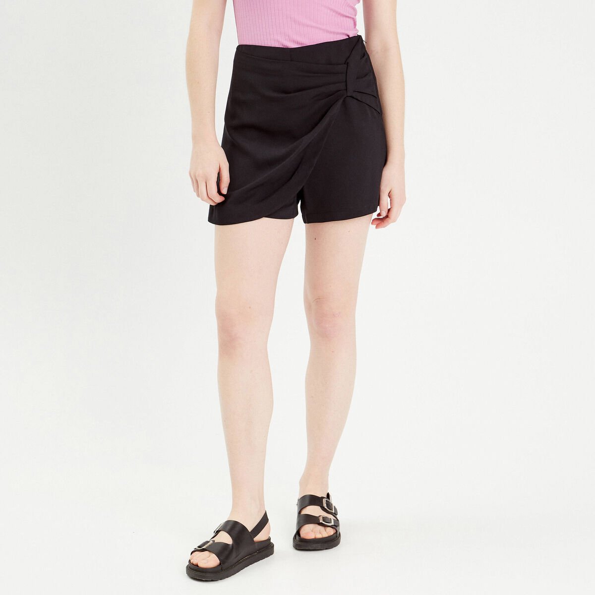 Jupe-short droite noir femme