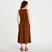 Robe droite 3/4 sans manches col v marron femme
