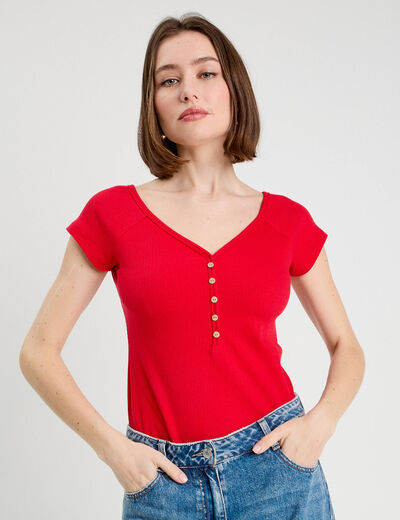 Body manches courtes rouge femme