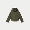 Veste droite &agrave; capuche manches longues vert kaki femme