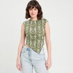T-shirt asymétrique vert kaki femme