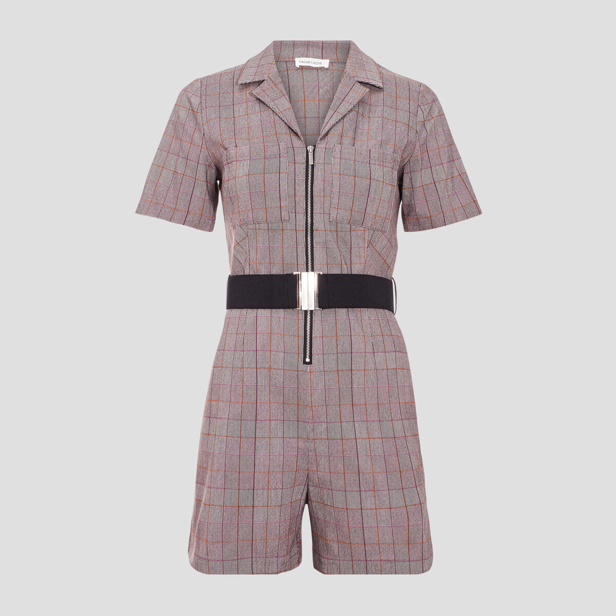 Combishort droite ceinturée blanc femme