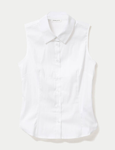 Chemise cintr&eacute;e sans manches ecru femme
