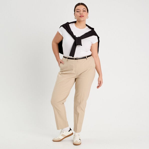 pantalon cigarette ceinture taupe femme Pantalon cigarette ceinturé taupe femme