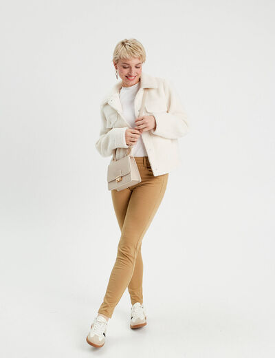 Veste droite boutonnée ecru femme
