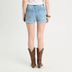 Short slim en jean denim bleach femme