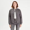 Sweat boutonné col teddy gris foncé femme