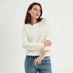 Pull avec boutons épaules ecru femme