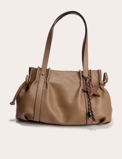 Sac port&eacute; &eacute;paule beige femme