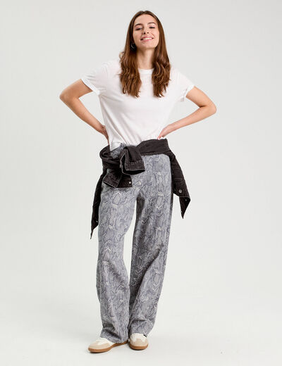 Pantalon ballon large bleu gris femme