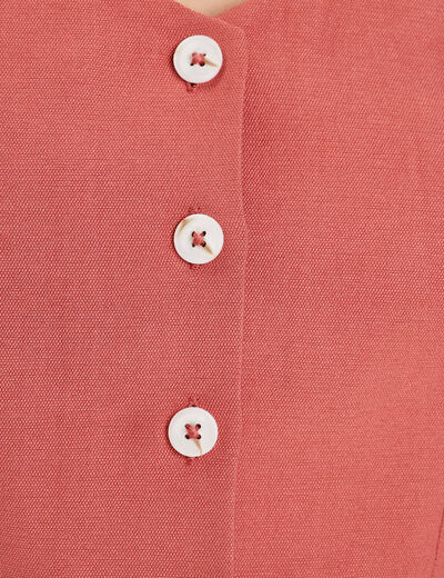 Caraco cropped boutonné vieux rose femme