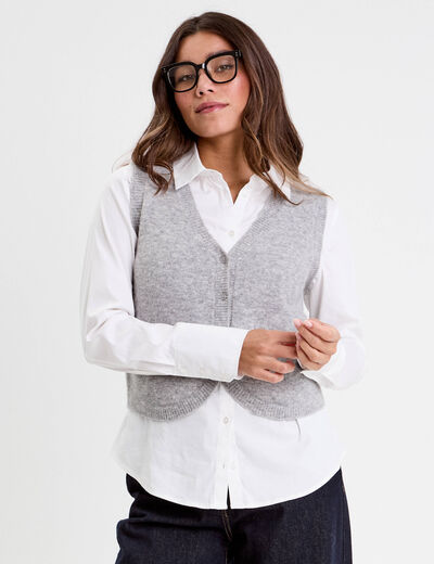 Gilet sans manches ajusté gris clair femme