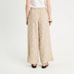 Pantalon large brodé taupe femme