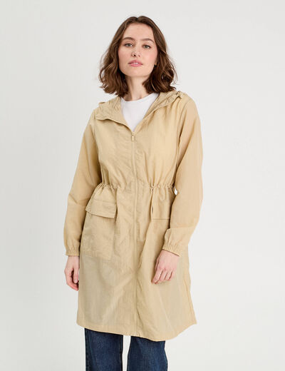 Parka déperlante 2-en-1 avec pochette vert kaki femme