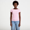Top ajust&eacute; col bateau manches courtes rose clair femme