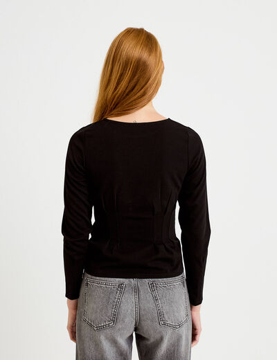 Top droit manches longues noir femme