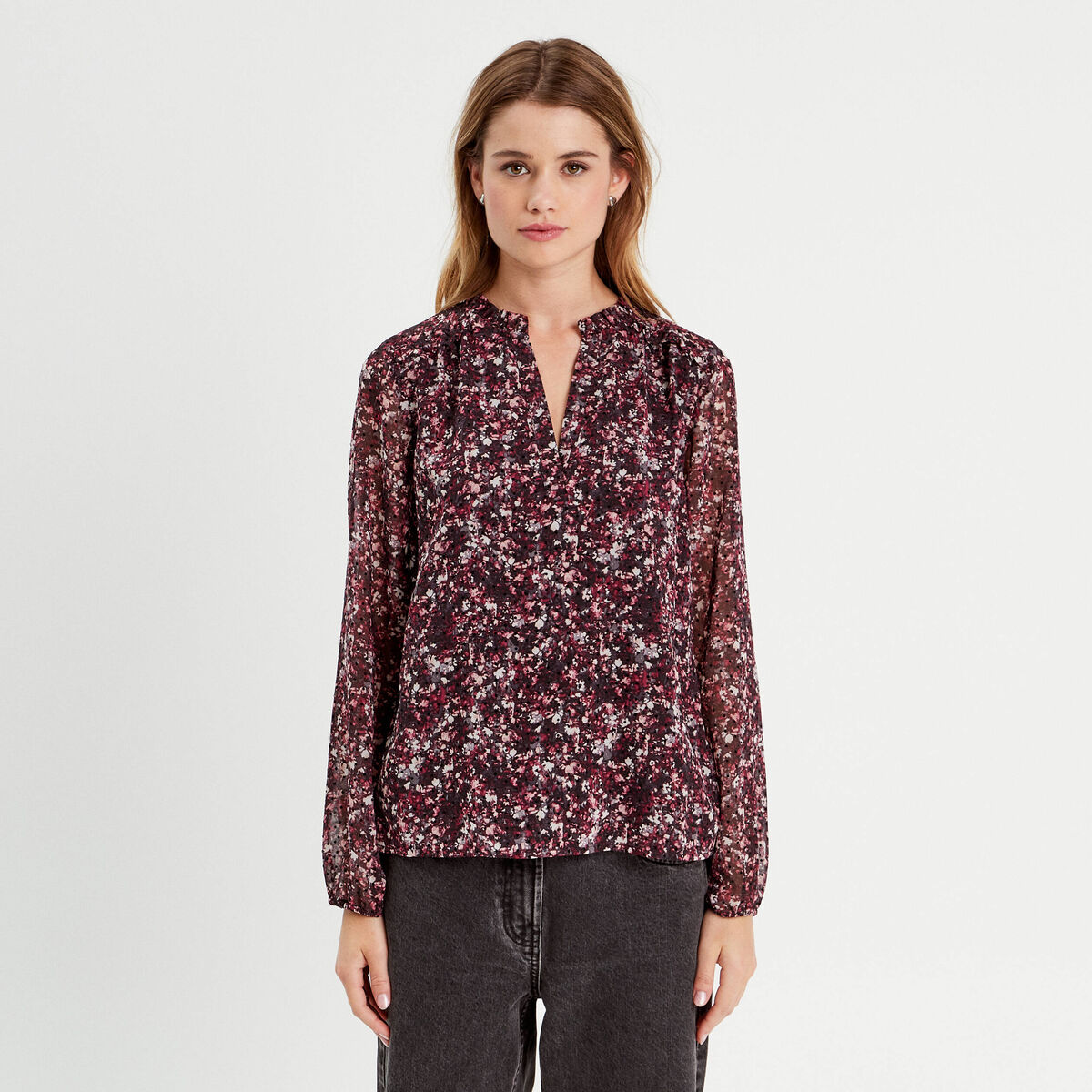 Blouse manches longues noir femme
