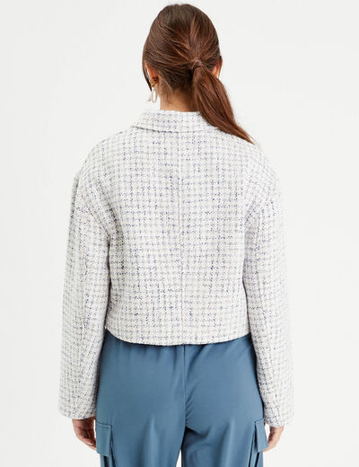 Veste courte oversize zippée blanc femme