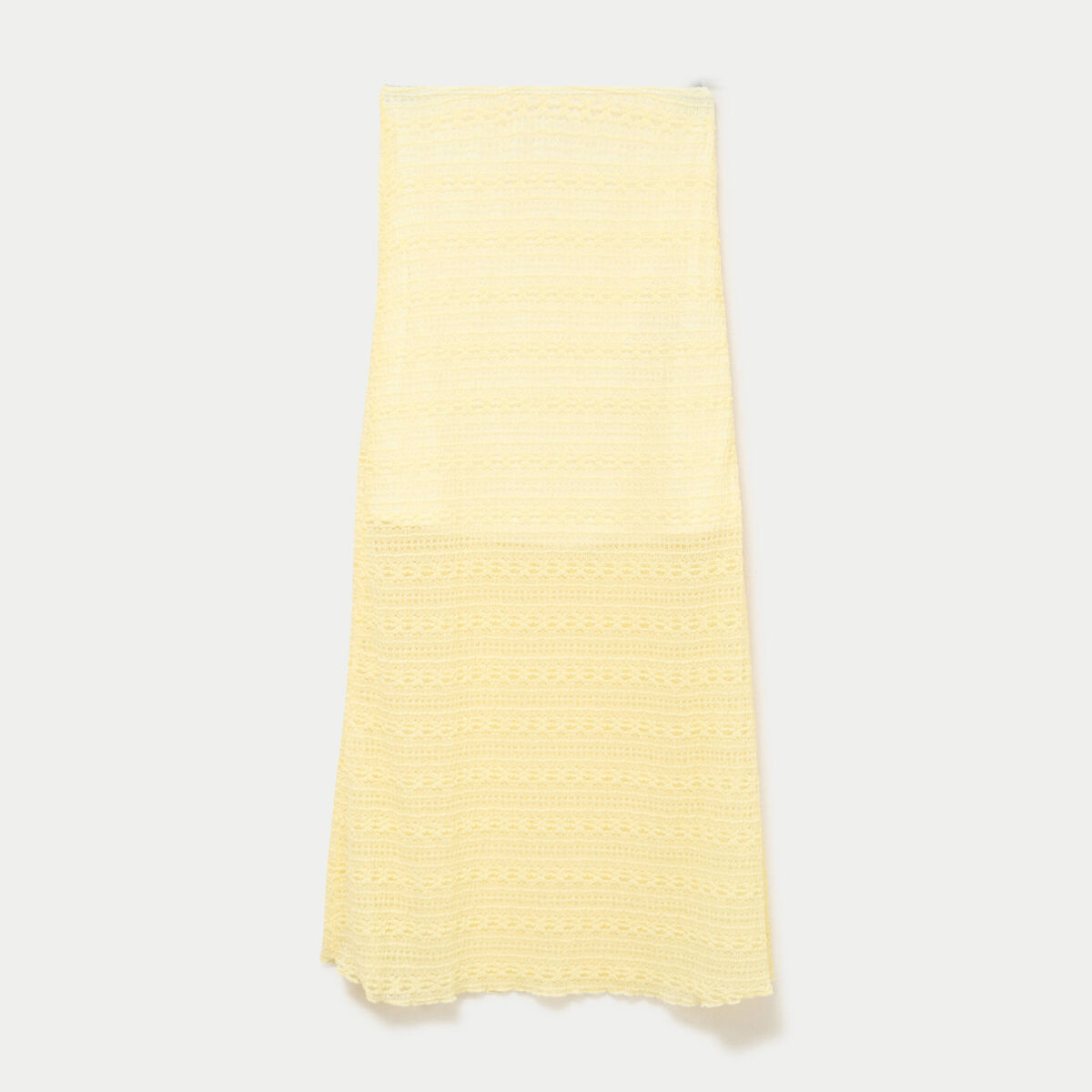Jupe longue droite en dentelle jaune clair femme