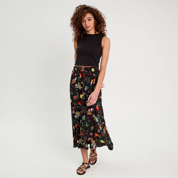 Jupe longue évasée noir femme
