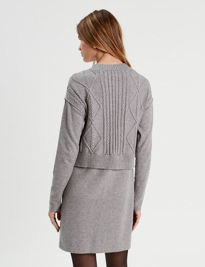 Robe pull effet 2-en-1 gris clair femme