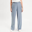 Pantalon large fluide pinces bleu gris femme
